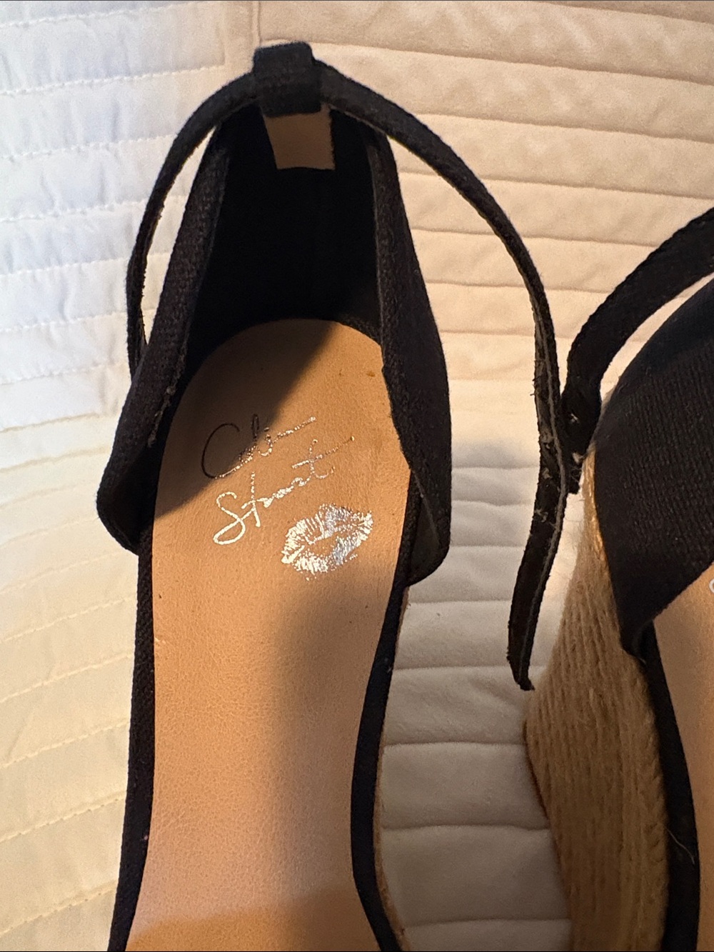 Colin Stuart Black Espadrille Wedge Sandals with Ankle Tie - Picture 4 of 6